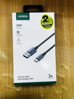 UGREEN 60124 USB 2.0 to USB-C Cable Plating Aluminum Braid 0.25m.