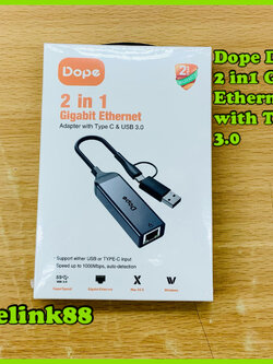 Dope DP-7826 2in 1 Gigabit Ethernet Adapter with Type C &USB 3.0