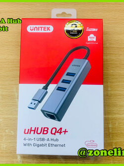 Unitek H1906A 4-in-1 USB-A Hub with Gigabit Ethernet