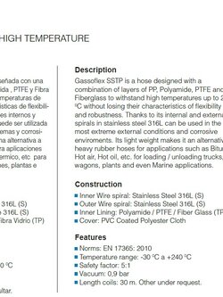 Composite Hoses and Flex, SSTP, ALTA TEMPERATURA I HIGH TEMPERATURE