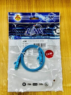 Link US-5141-8 CAT6 Flat Patch Cord 1m. Light Blue