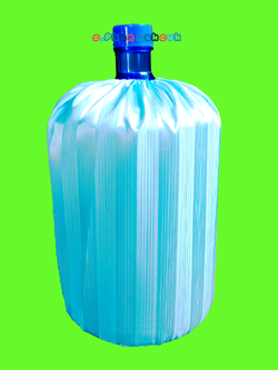 ผ้าม่าน ลายทางสีฟ้า คลุมถังน้ำดื่ม ตู้กดน้ำเย็น เครื่องทำน้ำเย็น ไอเดียแต่งบ้าน ออฟฟิศ โรงเรียนกวดวิชาให้สวยงาม