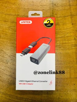 USB 3.1 to Gigabit Ethernet Adapter with USB-C Adapter Model: Y-3464A