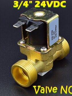 โซลินอยด์วาล์วทองเหลือง Solenoid Valve 24VDC 3/4 นิ้ว สำหรับเปิด-ปิด น้ำ