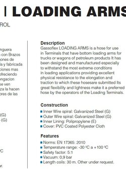 Composite Hoses and Flex, BRAZOS I LOADIng ARMS, HIDROCARBUROS I PETROL