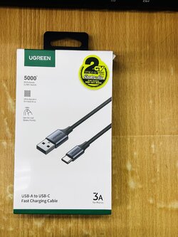UGREEN 60408 USB-A 2.0 to USB-C Cable Nickel Plating Aluminum Braid 3m.Fast Charging Data Transfer