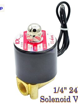 Solenoid Valve โซลินอยด์วาล์วทองเหลือง NC ปกติปิด 1/4" 24VDC