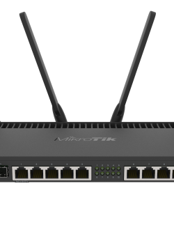 RB4011iGS+5HacQ2HnD-IN Powerful 10xGigabit port router with a Quad-core 1.4Ghz CPU, 1GB RAM, SFP+ 10Gbps cage, dual band 2.4GHz / 5GHz 4x4 MIMO 802.11a/b/g/n/ac wireless and desktop case