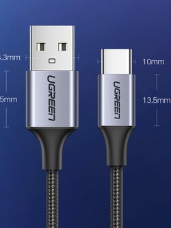 Ugreen 60128 2M Usb To Usb Type C Data Cable Aluninum Case Us288