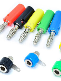 ปลั๊กกล้วย Banana Plug 4mm แบบเสียบ ขั้วต่อสายลำโพง ตัวผู้-เมีย พลาสติกแข็ง (1 ชิ้น)