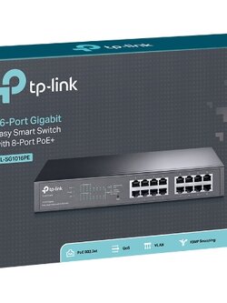 TL-SG1016PE 16-Port Gigabit Easy Smart PoE Switch with 8-Port PoE+