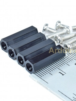 M3*18 column double-pass Black ( 1 ชุด 4 ตัว )+น๊อตหัวกลม 8 ตัว