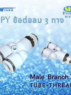 SPX : MALE BRANCH Y TUBE TO THREAD ข้อต่อลม 3 ทาง ตัว Y เข้าสาย 2ทาง เกลียวลงล่าง เกลียว PT