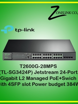 T2600G-28MPS 24-Port Gigabit L2 Managed PoE+ Switch with 4 SFP Slots