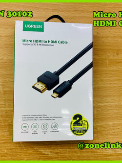 UGREEN 30102-TH Micro HDMI to HDMI Cable 1.5m Supports 3D & 4K Resolution