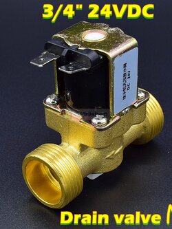 โซลินอยด์วาล์วทองเหลือง Solenoid Valve 24VDC 3/4 นิ้ว (วาล์วระบายน้ำที่ไม่มีแรงดัน drain valve)