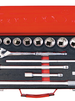 บ็อกชุด AMPRO รู 1/2" 21 ชิ้น (มิล) ขนาด 12 เหลี่ยม (PARABOLA)