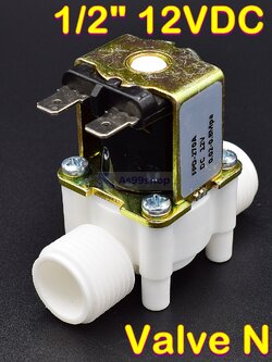 โซลินอยด์วาล์วพลาสติก Solenoid Valve 12VDC 1/2 นิ้ว สำหรับเปิด-ปิด น้ำ