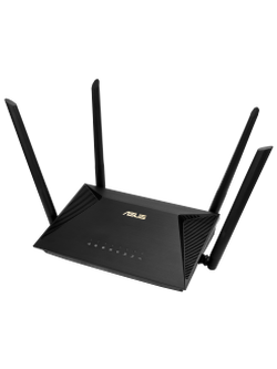 RT-AX53U AX1800 Dual Band WiFi 6 (802.11ax) Router supporting MU-MIMO and OFDMA technology, with AiProtection Classic network security powered by Trend Micro™