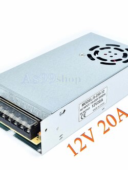 สวิตชิ่งเพาเวอร์ซัพพลาย Switching Power Supply 12V 20A 250W(สีเงิน) T-250-12