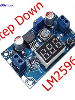 โมดูลแปลงไฟ DC-DC LM2596 4-40V to 1.25-37V 3A มีจอแสดงผล LED ปรับแรงดันได้ ใช้เป็น Power Supply สำหรับ Arduino / LED / อิเล็กทรอนิกส์ (สีดำ ปุ่มกดเลือกค่า)
