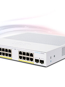 Cisco CBS250-16P-2G-EU 16 Gigabit PoE Plus ports with 120W power budget + 2 Gigabit SFP Switching capacity 36 Gbps