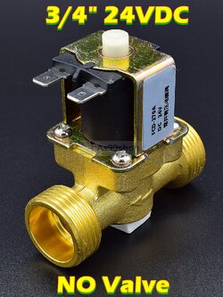 โซลินอยด์วาล์วทองเหลือง Solenoid Valve (NO) 24VDC 3/4 นิ้ว สำหรับเปิด-ปิด น้ำ