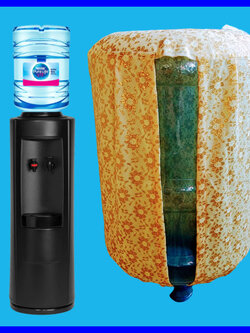 ผ้าลูกไม้สีทองใส่ถังน้ำดื่มตู้กดน้ำเครื่องทำน้ำร้อนเย็น สำหรับถัง ขนาด18.9