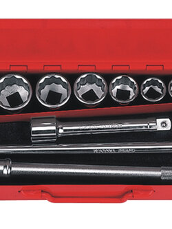 บ็อกชุด AMPRO รู 3/4" 14 ชิ้น (หุน) ขนาด 12 เหลี่ยม (PARABOLA)