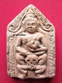 พระขุนแผนขี่โหงพราย หลังยันต์เฑาะว์ เนื้อดิน ยุคต้น หลวงพ่อกวย วัดโฆสิตาราม จ.ชัยนาท