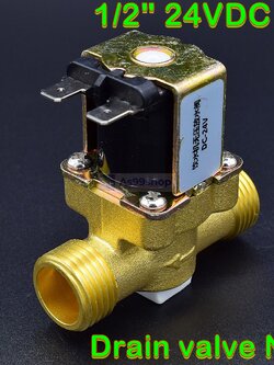 โซลินอยด์วาล์วทองเหลือง Solenoid Valve 24VDC 1/2 นิ้ว (วาล์วระบายน้ำที่ไม่มีแรงดัน drain valve)