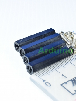 M3*25 column double-pass Black ( 1 ชุด 4 ตัว )+น๊อตหัวตัดแบบฝัง 8 ตัว