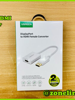 UGREEN 20411 DisplayPort HDMI Cable Adapter White