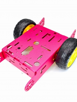 โครงรถหุ่นยนต์ Aluminum alloy robot Smart car ล้อเหลือง/ยางดำ สี Metallic Red