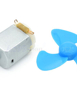 DC Motor มอเตอร์ 3-6 Volt พร้อมใบพัด(จำนวน 2 ชุด.ใบพัดสีฟ้า)