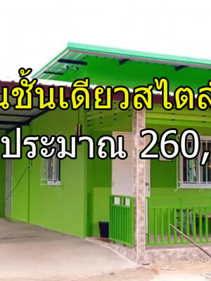แบบบ้านชั้นเดียวสไตล์บ้านสวน ขนาด 1 ห้องนอน 1 ห้องน้ำ งบประมาณ 260000